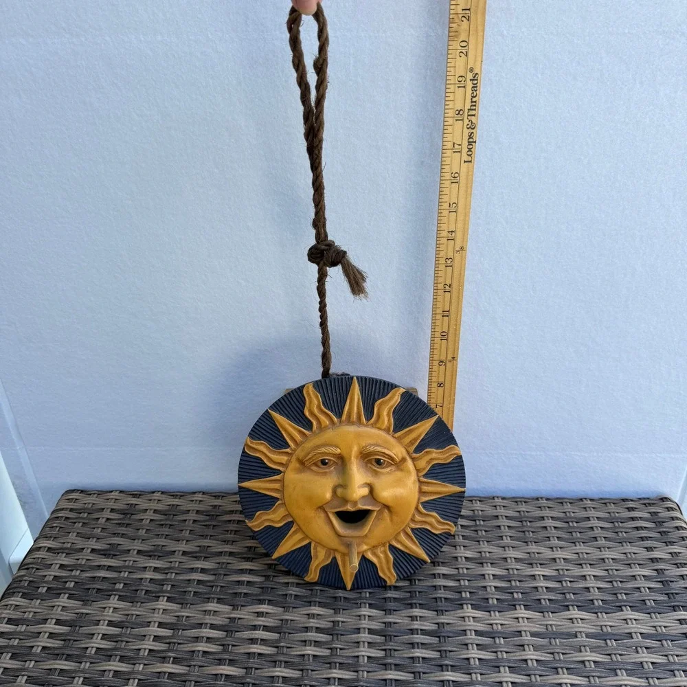 Vintage Celestial Sun Face Birdhouse Wood Hanging Philippines Whimsigoth 9